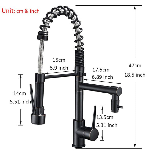 [variant_title] - Blackend Spring Kitchen Faucet Pull out Side Sprayer Dual Spout Single Handle Mixer Tap Sink Faucet 360 Rotation Kitchen Faucets
