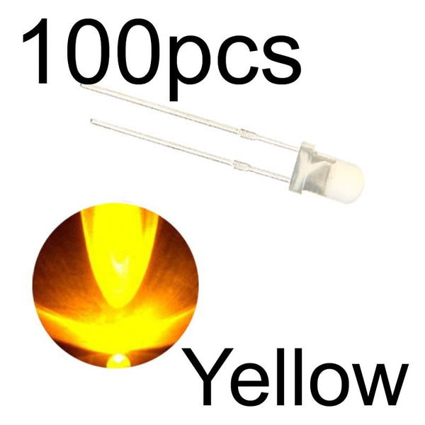 light yellow 100pcs - MCIGICM 100pcs 5mm LED diode Light Assorted Kit DIY LEDs Set White Yellow Red Green Blue electronic diy kit Hot sale