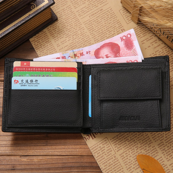 [variant_title] - Luxury 100% Genuine Leather Wallet Fashion Short Bifold Men Wallet Casual Soild Men Wallets With Coin Pocket Purses Male Wallets