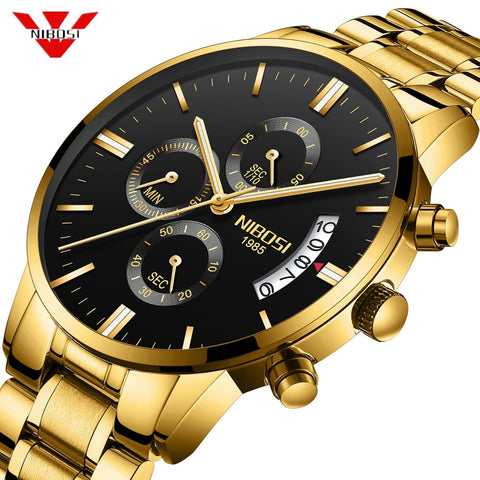 [variant_title] - NIBOSI Men Watch Chronograph Sport Mens Watches Top Brand Luxury Waterproof Full Steel Quartz Gold Clock Men Relogio Masculino