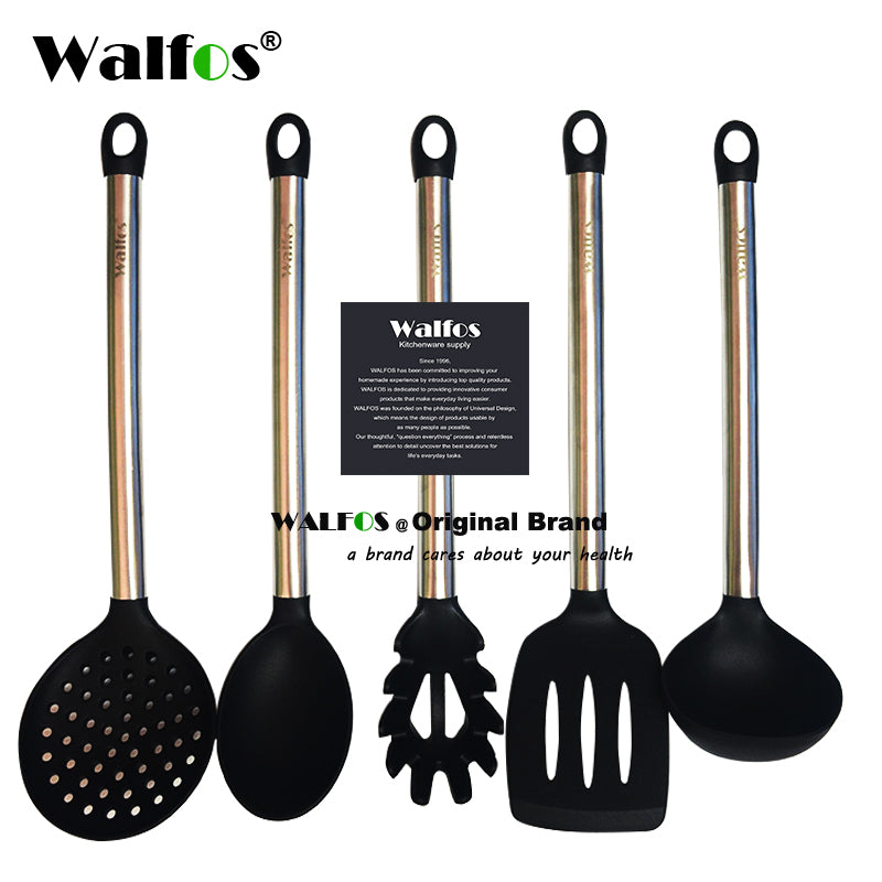 Default Title - WALFOS 100% FOOD GRADE silicone cooking spoon soup ladle-egg spatula turner kitchen tools Stainless Steel Cooking Utensil Set