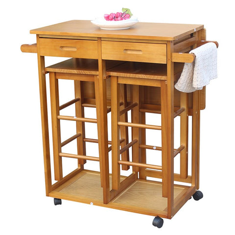 [variant_title] - Simple fashion Foldable Without Handle Dining Cart With Square Stools Kitchen organize storage cabinet Home furniture