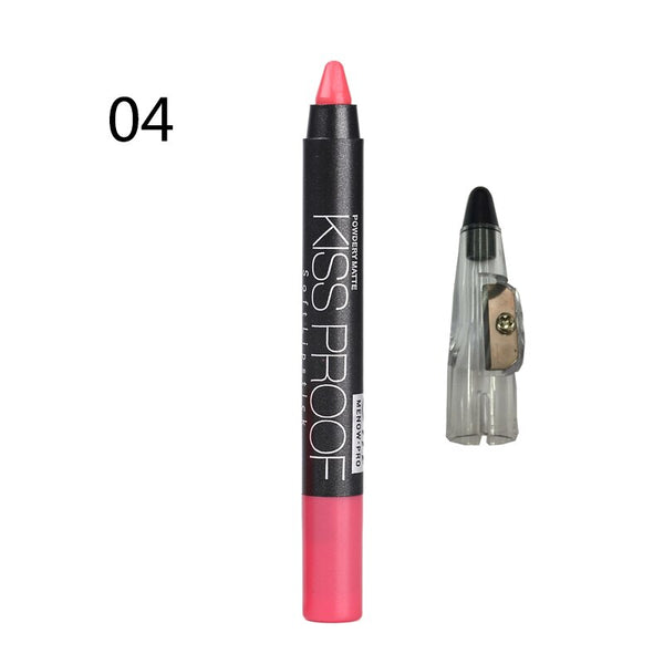 04 - Menow 19 Color KISS PROOF Beauty Waterproof Lipstick Pen Lasting Do Not Fade Lipstick Gift Pencil Sharpener P13016 Drop Shipping