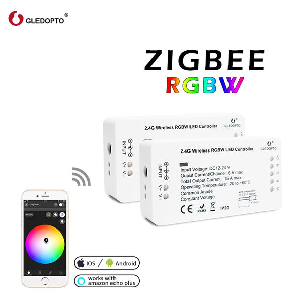 zigbee Zll link smart strip light rgb/rgbw controller DC12V/24V zigbee rgb APP control compatible with LED ECHO gledopto led rgb