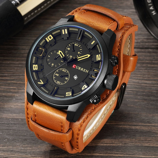 [variant_title] - Curren 8225 Army Military Quartz Mens Watches Top Brand Luxury Leather Men Watch Casual Sport Male Clock Watch Relogio Masculino