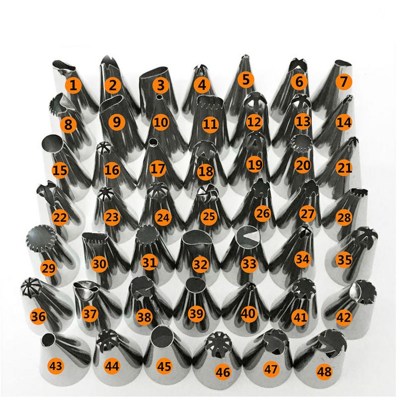 Default Title - 48Pcs/set Cake Decorating Good Quality Stainless steel Icing Piping Nozzles Pastry Tips Set Cake Baking Tools Accessories