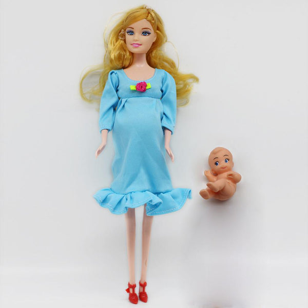 E - Big Belly Childing 29cm Doll Girls Play House Toy Pregnancy with a reborn Baby Have a Baby In Her Tummy Real Pregnant Mother