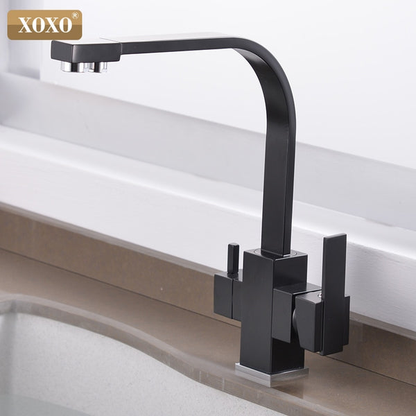 black - XOXO Filter Kitchen Faucet Drinking Water Single Hole Black Hot and cold Pure Water Sinks Deck Mounted  Mixer Tap 81058