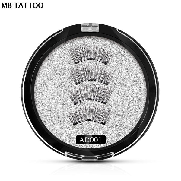 MBAD001-4 - 2019 New 2 Pair 4 Magnetic False Eyelashes natural with 3D/6D magnets handmade magnetic lashes natural Mink eyelashe magnet lash