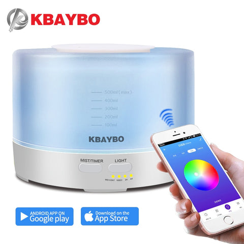 [variant_title] - KBAYBO 500ml Aroma Diffuser with APP Remote Control Aroma Air Humidifier 7 Color LED Light Electric Aromatherapy cool mist maker