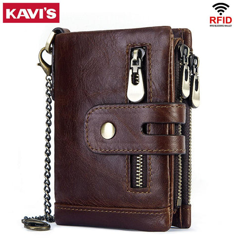 [variant_title] - KAVIS  Rfid Genuine Cow Leather Wallet Men Coin Purse Male Cuzdan PORTFOLIO MAN Portomonee Small Min Walet Pocket Fashion Hasp