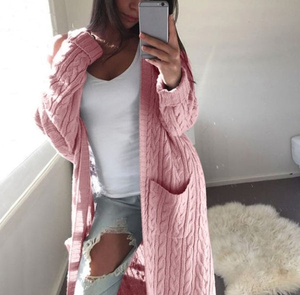 Women Long Cardigan Sweater Top Long Sleeve loose knitting cardigan sweater Women Knitted Female Cardigan pull femme