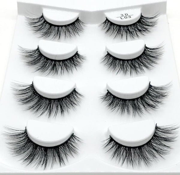 L03 - HBZGTLAD 4 pairs natural false eyelashes fake lashes long makeup 3d mink lashes eyelash extension mink eyelashes for beauty