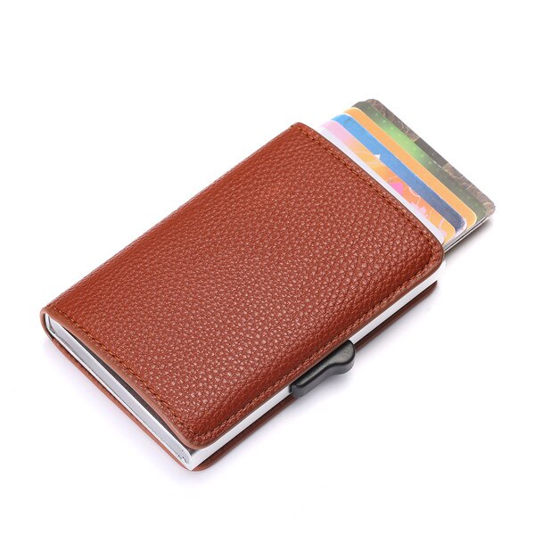X-88CC Brown - BISI GORO New Arrival Soft Leather Wallet RFID Blocking ID Card Holder Multifunctional High Quality Money Bag 3 Colors Card Case