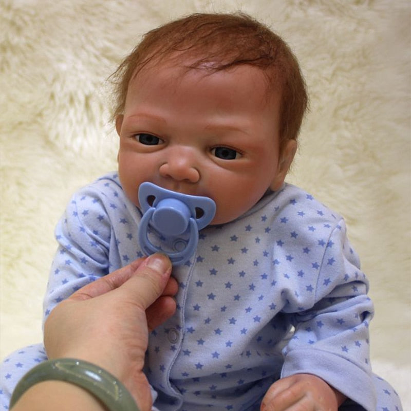 Default Title - Nicery 20inch 48-50cm Bebe Doll Reborn Soft Silicone Boy Girl Toy Reborn Baby Doll Gift for Blue Clothes