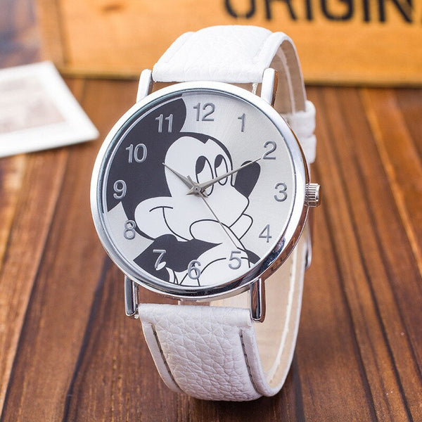 [variant_title] - New Women Watch Mickey Mouse Pattern Fashion Quartz Watches Casual Cartoon Leather Clock Girls Kids Wristwatch Relogio Feminino