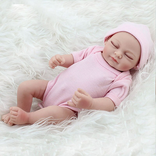 Girl-10 - Full Silicone Reborn Baby Dolls 10 inch 25cm Bebe Alive Lifelike Mini Menina Toddler Realistic Play Toys Bath Playmate Gift