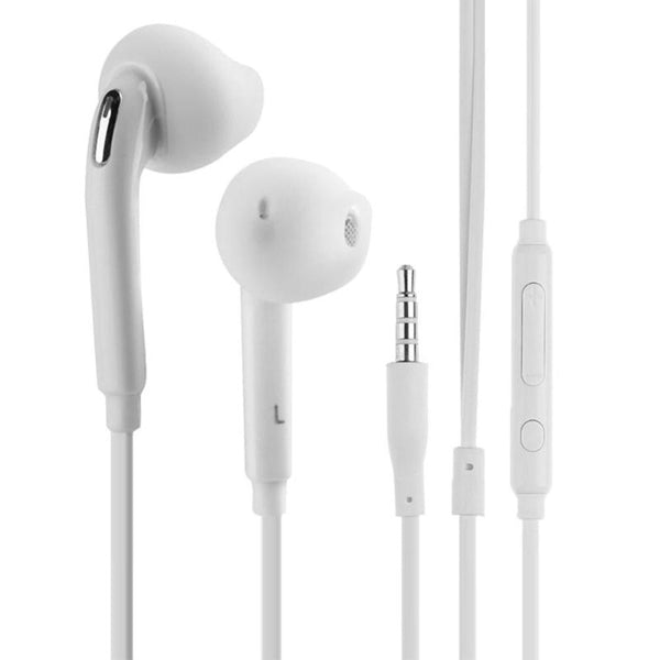 White - 3.5mm In Ear Wired Earphon Dual Channel Stereo Earphones Flat Head Plug Handsfree Gaming Earpiece Headset for S6 Note4