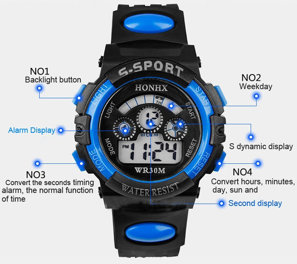 bu - 2017 Waterproof Children Boy Digital LED Quartz Alarm Date Sports Wrist Watch dropshipping