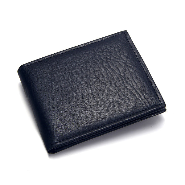Black - PU Leather Short Men's Wallet Black Credit Card Holder Coffee Causal Small Wallets For Male Snap Button Pocket Coin Purse