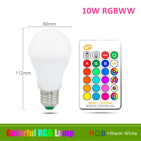 10W RGB Warm White / Yes - 110V 220V E27 RGB LED Bulb Lights 5W 10W 15W RGB Lampada Changeable Colorful RGBW LED Lamp With IR Remote Control+Memory Mode