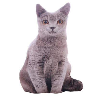 grey - 1PCS 50CM 3D Simulation Cats Pillow, Cute Cat Washable Plush Stuffed Pillow, Kids Toy, Sofa Pillow, Home Decoration