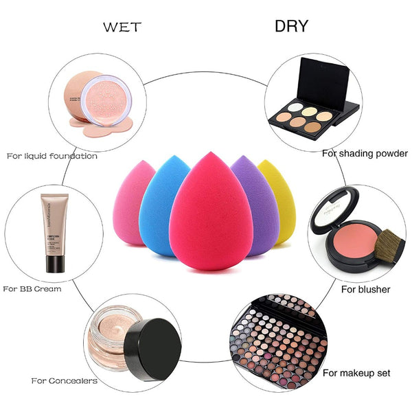 [variant_title] - 5PC WaterDrop Shape BB Cream Concealer Foundation Powder Cosmetic Puff Water Blending Eye Nose Face Beauty Sponge Makeup Tool