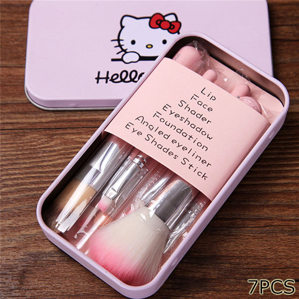 [variant_title] - Fashion Professional Make Up Brush Set Pink Hello Kitty Cosmetic Makeup Brush Pouch Bag Make Up Tools Soft Makeup 7 Pcs Set Kit