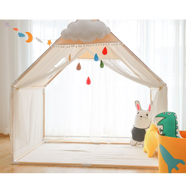 [variant_title] - Children Play House Tent 100% Natural Cotton Canvas Large Castle Portable Indoor and Outdoor Fun Plays Best Gift For Kids