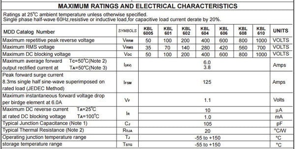 [variant_title] - 5PCS KBL608  KBL-608 6A 800V diode bridge rectifier