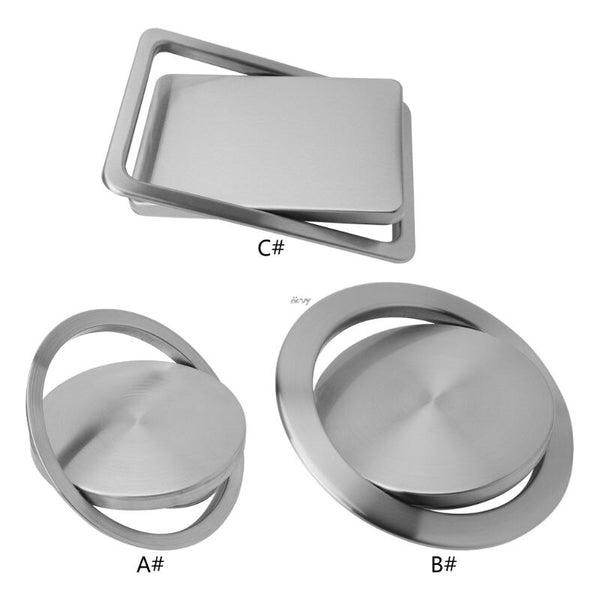 [variant_title] - Stainless Steel Flush Recessed Built-in Balance Swing Flap Lid Cover Trash Bin Garbage Can Kitchen Counter Top
