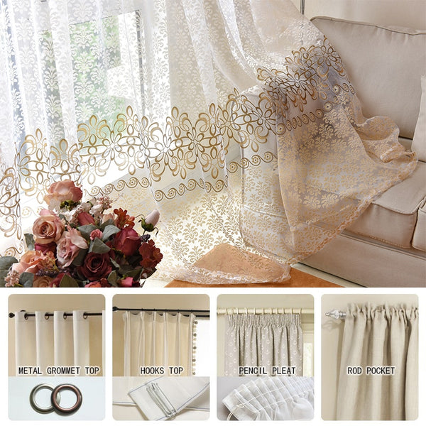 [variant_title] - ENHAO Floral Modern Sheer Tulle Curtains for Living Room Bedroom Kitchen Voile Sheer Curtains for Window Tulle Curtains Drapes