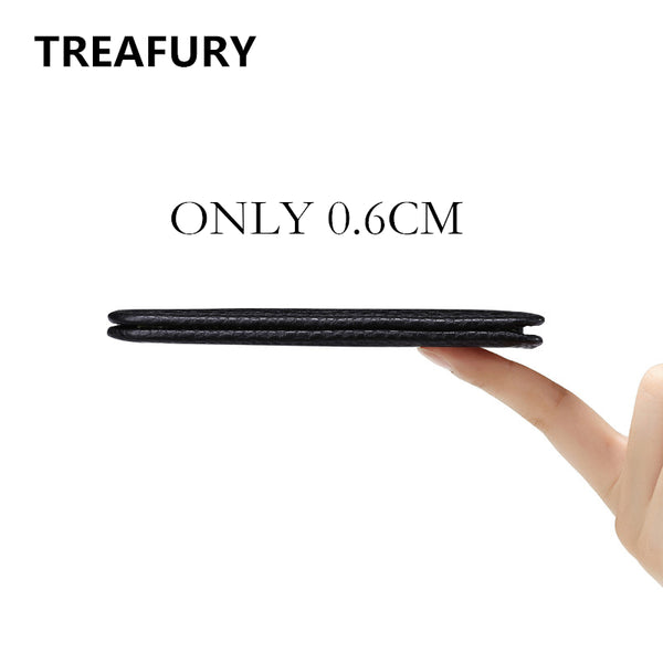 [variant_title] - Treafury Genuine Leather Small Mini Ultra-thin Wallets men Compact wallet Handmade wallet Cowhide Card Holder Short Design purse