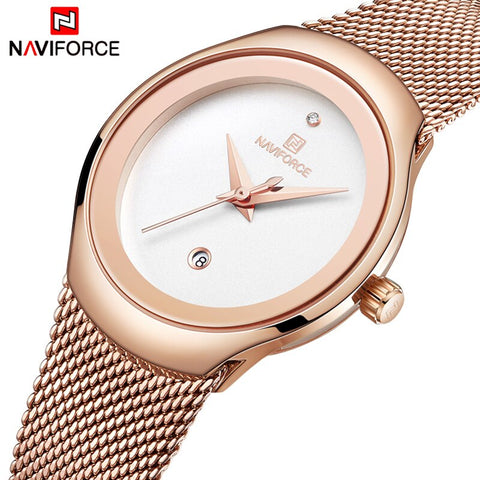 [variant_title] - NAVIFORCE Watch Women Fashion Dress Quartz Watches Lady Stainless Steel Waterproof Wristwatch Simple Girl Clock Relogio Feminino