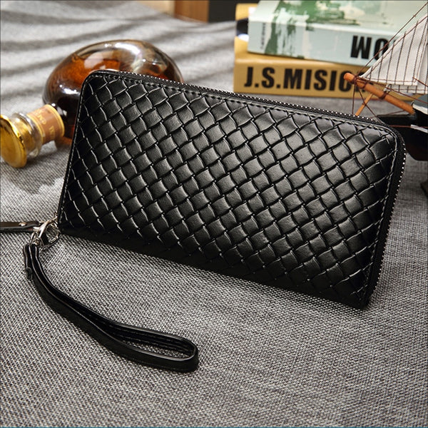 [variant_title] - Men Wallets With Coin Pocket Long Zipper Purse Casual Male Clutch Wallet men Lozenge Veins Business Card Holder Vintage Wallet