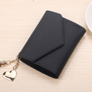 Black - 2018 Fashion Tassel Women Wallet for Credit Cards Small Luxury Brand Leather Short Womens Wallets and Purses Carteira Feminina