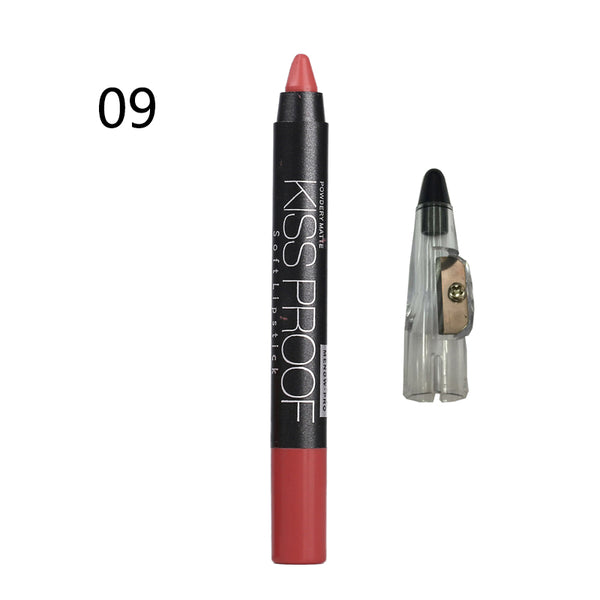 09 - Menow 19 Color KISS PROOF Beauty Waterproof Lipstick Pen Lasting Do Not Fade Lipstick Gift Pencil Sharpener P13016 Drop Shipping
