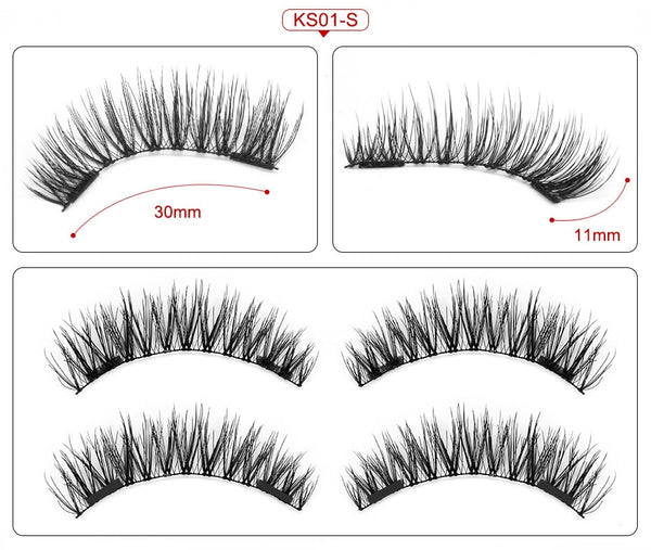 KS01-2 - 4pcs/pairs Magnetic Eyelashes 3D magnet lashes Soft Natural Long Hair Magnet Eyelashes on the Magnet False Eye Lashes Extensions