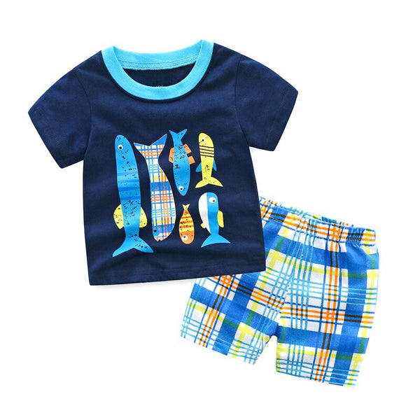 [variant_title] - VIDMID Baby boys clothing sets for kids boys short sleeve t-shirts shorts kids new T-shirt pants children's clothing set 7055