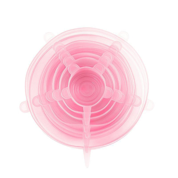 Pink - Silicone Stretch Lids, 6-Pack Various Sizes Cover for Bowl, kitchen accessories