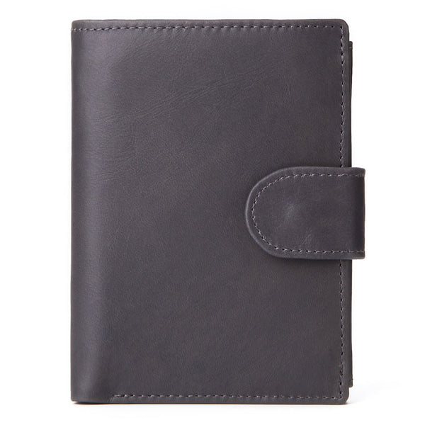 Gray - MISFITS Vintage Men Wallet Genuine Leather Short Wallets Male Multifunctional Cowhide Male Purse Coin Pocket Photo Card Holder