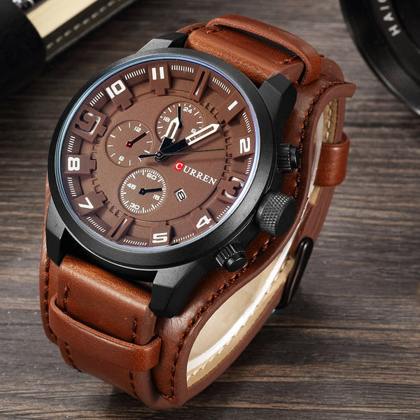 [variant_title] - Curren 8225 Army Military Quartz Mens Watches Top Brand Luxury Leather Men Watch Casual Sport Male Clock Watch Relogio Masculino