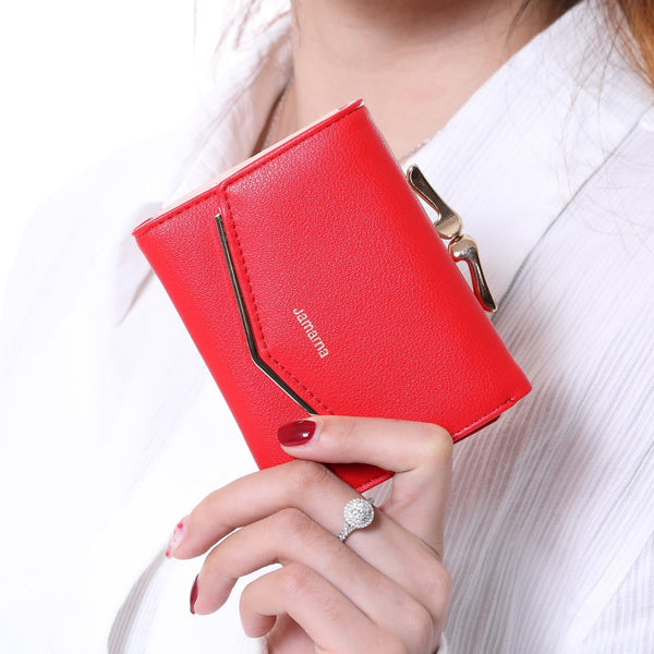 [variant_title] - Jamarna Wallet Female PU Leather Women Wallets Hasp Coin Purse Wallet Female Vintage Fashion Women Wallet Small Card Holder Red