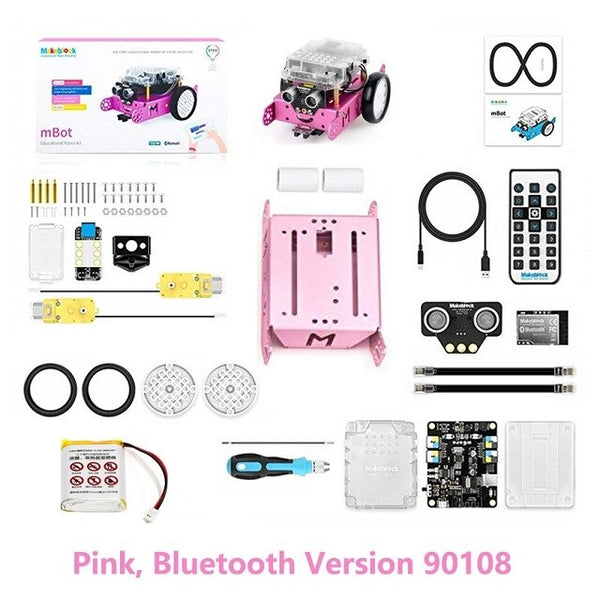 Pink Bluetooth mBot - 2019 Newest Makeblock mBot V1.1 Programmable Kids Toys Educational birthday Gift Scratch 2.0 Arduino DIY Smart Robot Car Kit
