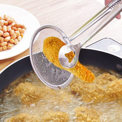 [variant_title] - New Multi-functional Filter Spoon With Clip Food Kitchen Oil-Frying BBQ Filter Stainless Steel Clamp Strainer Kitchen Tools