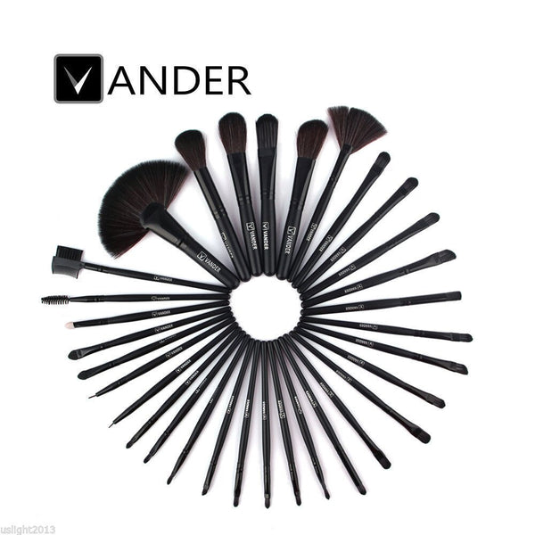 [variant_title] - Vander 32pcs Black Professional Cosmetics Eyebrow Shadow Makeup Brushes Set Lip Powder Foundation Pinceaux Tool Kit + Pouch Bag