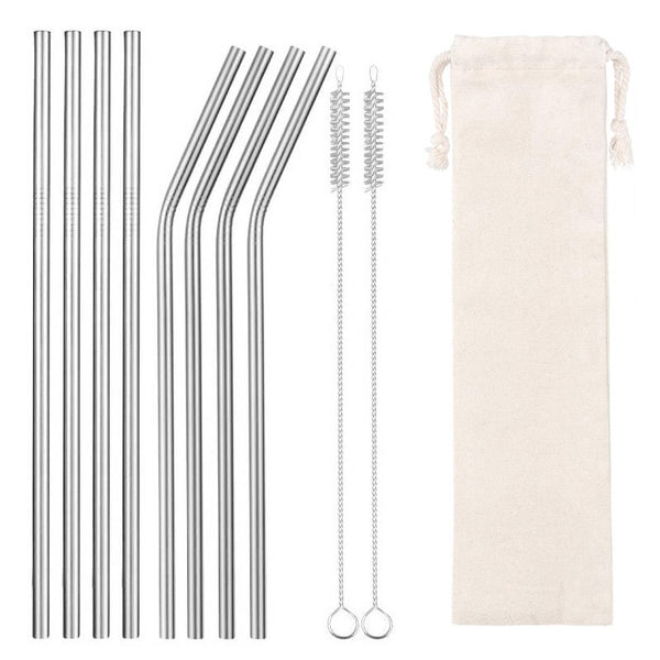 Sliver1 8pcs - 2/4/8Pcs Colorful Reusable Drinking Straw High Quality 304 Stainless Steel Metal Straw with Cleaner Brush For Mugs 20/30oz