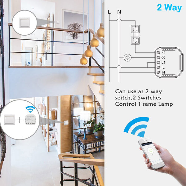[variant_title] - Wifi Smart Light Switch Automation Module Smart home Life/Tuya APP Remote Control,Works with Alexa Google Home 1/2 Way
