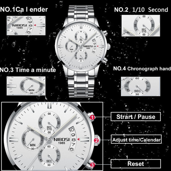 [variant_title] - NIBOSI Men Watch Chronograph Sport Mens Watches Top Brand Luxury Waterproof Full Steel Quartz Gold Clock Men Relogio Masculino