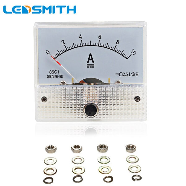 [variant_title] - LEDSMITH DC 0-10A Durable Mini Analog Ammeter Current Panel Ampere Meter Tester For Experiment Or Home Amperimetro (White 10A)